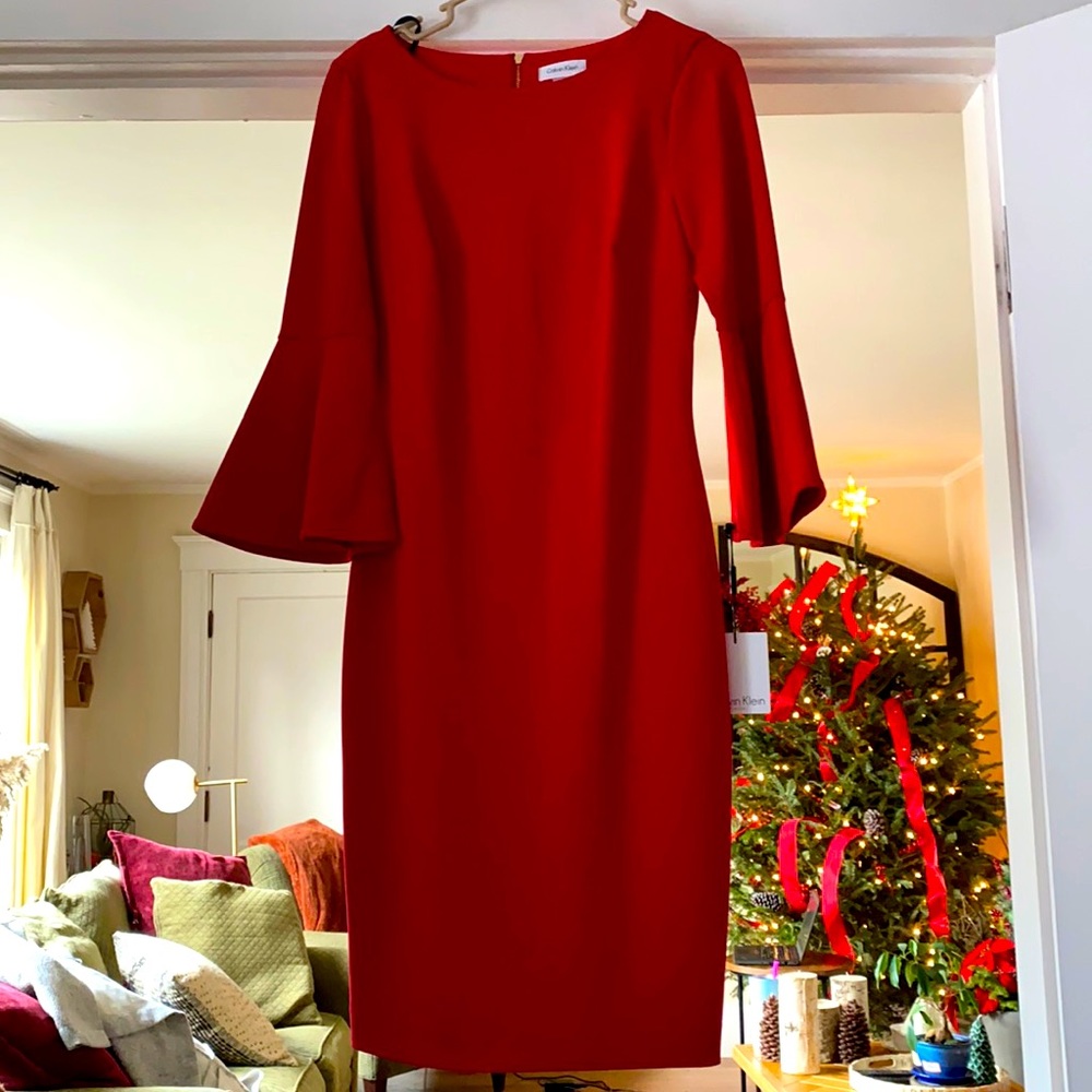 Red long sleeve dress! Great to wear to a formal holiday party.